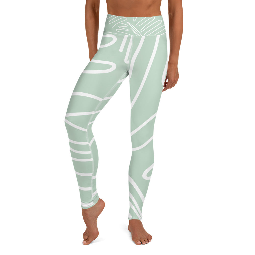 White Swirl High Waist Leggings