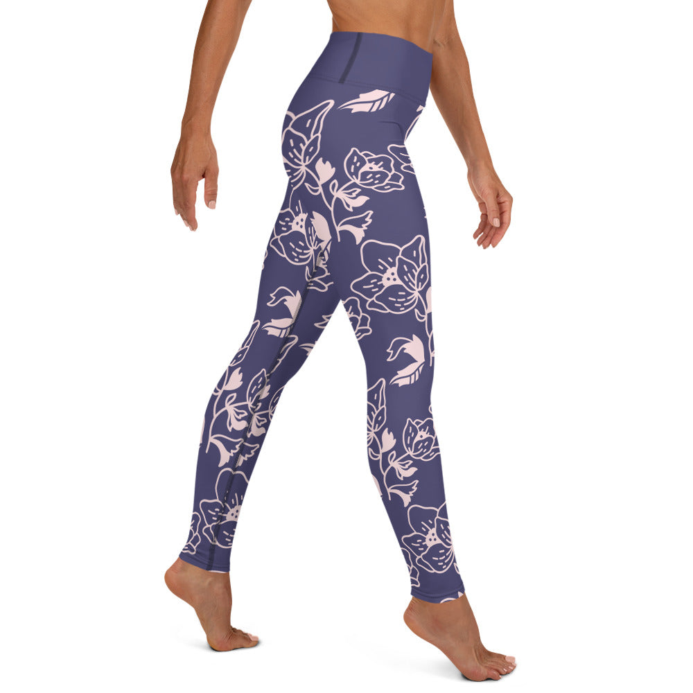 Floral Blue High Waist Leggings