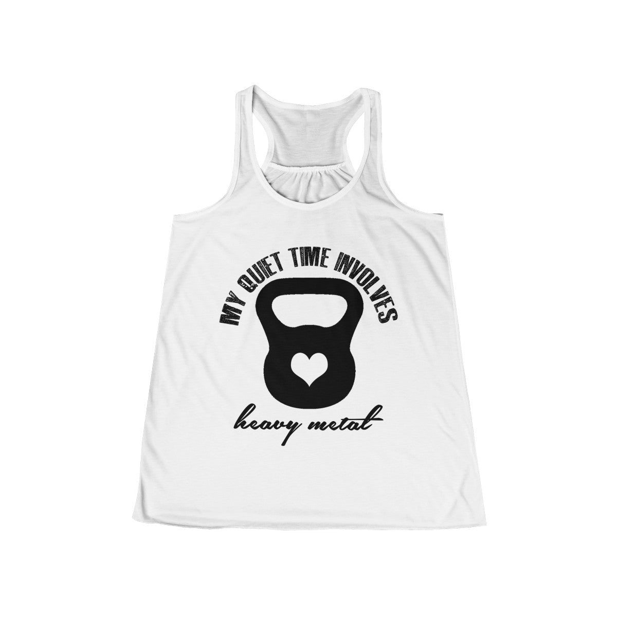 My Quiet Time Involves Heavy Metal Flowy Workout Racerback Tank