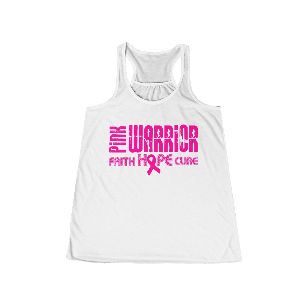 Pink Warrior Breast Cancer Flowy Racerback Tank
