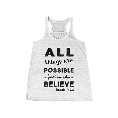 Womens Flowy Workout Tank Top. Perfect Love Drives Out Fear Bible Verse. Motivational Workout Clothing. Christian Clothing. Running Tank Top